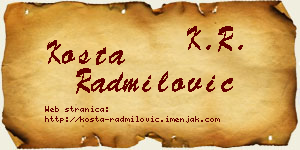 Kosta Radmilović vizit kartica